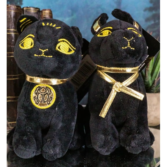 Ebros Pack of 2 Small Bastet and Anubis Plush Soft Dolls Collectible Set 5"H