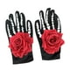 thumbnail image 1 of Guantes de Halloween, decoraciones de Halloween con decoración de flores de rosa, accesorios de cosplay, guantes negros con huesos de esqueleto estamp, 1 of 8