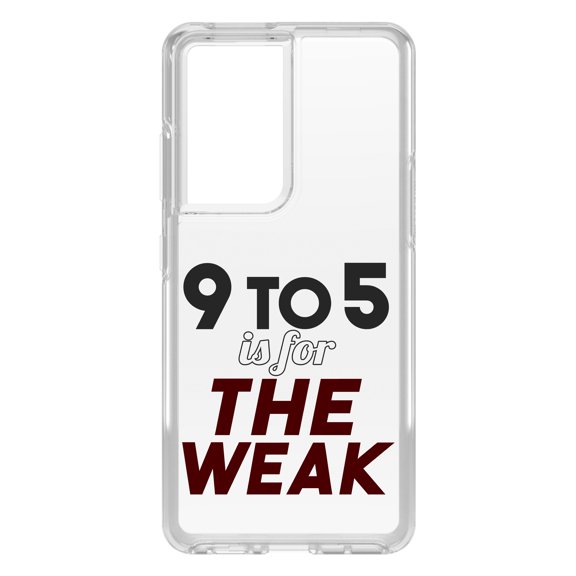 DistinctInk Clear Shockproof Hybrid Case for Galaxy S21 ULTRA 5G (6.8" Screen) - TPU Bumper Acrylic Back Tempered Glass Screen Protector - 9 to 5 Is For the Weak