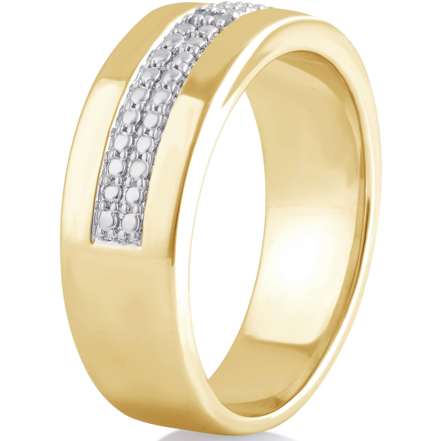 Arista Round Diamond Accent Women's Classic Two Row Wedding Band in 14K Yellow Gold Plated Brass