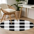 thumbnail image 5 of Black White Buffalo Check 3ft Round Rug, Farmhouse Plaid Modern Geometric Non-Skid Rubber Backing Large Area Rugs - Living Room Bedroom Home Office, Indoor Floor Mat Carpets Washable Rug, 5 of 9