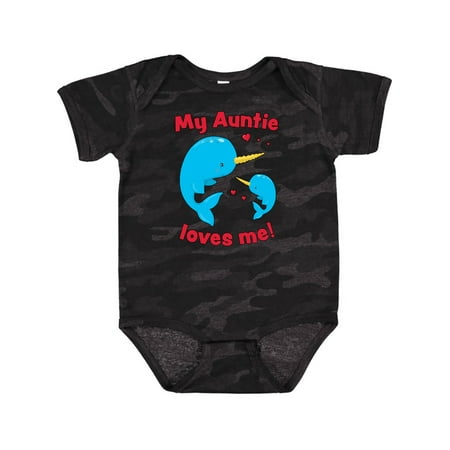 

Inktastic My Auntie Loves Me Narwhal Family Gift Baby Boy or Baby Girl Bodysuit