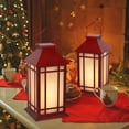 thumbnail image 6 of 2 - Pack Red Christmas Lanterns with Timer & Flickering Flame,Portable Handle,Decorative Lanterns,for Indoor/Outdoor Holiday Decor,Christmas Decor, 6 of 9