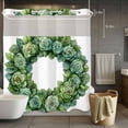 thumbnail image 5 of Spring Green Rose Wreath No Hooks Shower Curtain with Snap-in Liner Vintage Watercolor Green Floral Leaf Shower Curtains for Bathroom, Waterproof, Easy Install, Washable 72"x78", 5 of 9