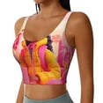 thumbnail image 2 of Daiia Digital Nomad Pink Landscape Printed Women's Sports Bra, Breathable Activewear Bra with U-Back Design and Removable Pads, Comfortable and Supportive for Yoga, Workout-XX-Large, 2 of 8