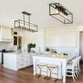 thumbnail image 4 of 38" 6-Light Farmhouse Black Rectangle Cage Close to Ceiling Light for Living Dining Room, 4 of 6