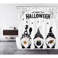 thumbnail image 3 of Happy Halloween Gnome Shower Curtain Decor, Horror Halloween Magic Hat Witch Broom Ghost and Bat Shower Curtains 72X84 inch Polyester Fabric Bathroom Decoration Bath Curtains Hooks Included, 3 of 6