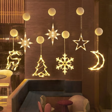 

Wrea 3PCS LED Christmas Lights Window Suction Cup Chandelier Lamp Decorative Curtain Lights Decor Christmas Decoration
