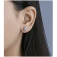 thumbnail image 2 of Dazzlingrock Collection Round White Diamond Double Circle Illusion Set Pushback Stud Earrings for Women (0.25 ctw, Color I-J, Clarity I1-I2) in 14K White Gold, 2 of 6