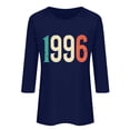 thumbnail image 4 of HOMBOM Summer Tops for Women Graphic T-Shirts 3/4 Sleeve Crew Neck Retro 1996 Print Basic Blue Womens Graphic Tees, 4 of 4