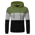 thumbnail image 2 of HAOTAGS Men's Color-Block Pullover Hoodie Long Sleeve Casual Sweatshirt for Everyday Wear Army Green Size L, 2 of 7