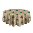 thumbnail image 5 of Brown Christmas Tree Pattern Round Tablecloth 60"x60",Wrinkle Wipeable Table Cloth for Kitchen Dining Room Picnic Patio Party, 5 of 6