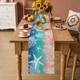 thumbnail image 2 of Blue Teal Pink Ombre Coastal Table Runner 120 Inches, Nautical Beach Starfish Coral Summer Bed Runner Dresser Scarves Tabletop for Indoor Outdoor Parties/Ceremony/Banquet, 13"x 120", 2 of 8