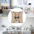 thumbnail image 5 of Modern Sofa Throw Pillow Cover Decorative Outdoor Linen Fabric Pillow Case Rabbit Wearing Leopard Glasses Pillowcase Cute Bunny with Leopard-print Glasses Throw Pillowcases for Sofa Couch 16"x16", 5 of 7