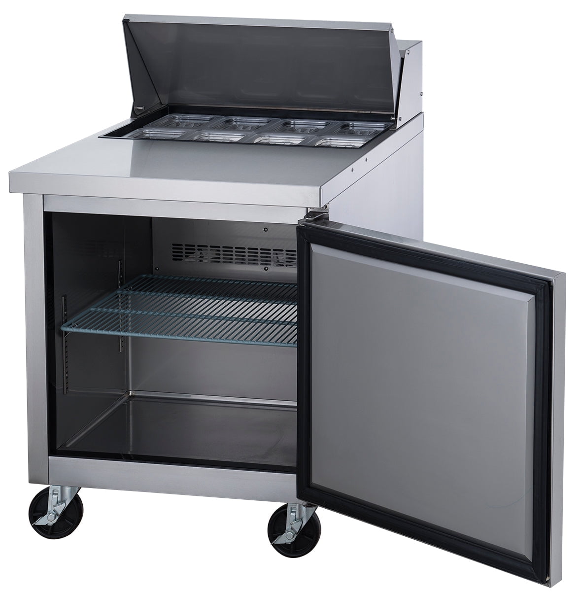 29 in. Single Door Sandwich Prep Table Commercial Stainless Steel Refrigerator 6.56 ft. cu.