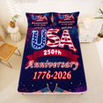 thumbnail image 5 of Manfei Retro Usa Printed Queen Sheets,Vintage Firework Flag Queen Sheet Sets,Red Purple,4pcs,1 Flat Sheet, 1 Fitted Sheet and 2 Pillowcases, 5 of 6