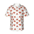 thumbnail image 2 of Xecao Hand Drawn Watermelon print Hawaiian shirt - a stylish short-sleeve button-down for men, perfect for casual beach and tropical outings., 2 of 9