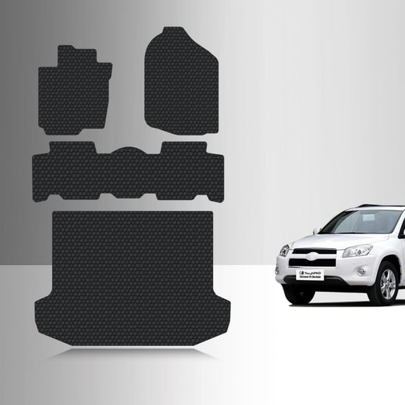 ToughPRO Full Set   Trunk Mats Compatible with Toyota RAV4 2011 - All Weather Heavy Duty (Made in USA) Black Rubber