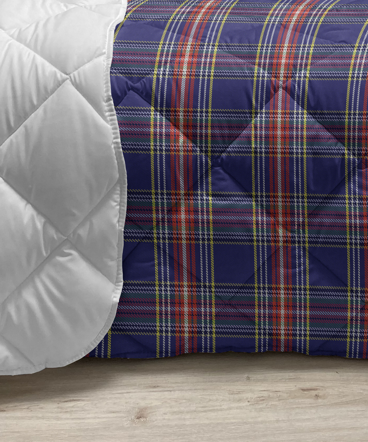 thumbnail image 3 of Plaid Down Alternative Comforter, Tartan Pattern with Grid Style Vintage Stripes and Squares Geometric Design, Microfiber Quilt for All Season, 5 Sizes, Vermilion White, by Ambesonne, 3 of 3