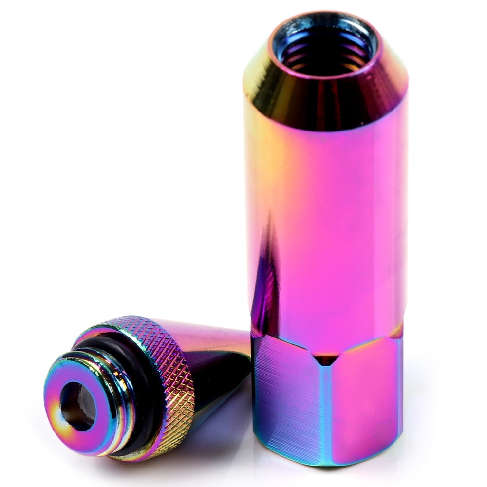 CCIYU Set of 20 Colorful Spline Chrome Wheel lug Nuts for Acura MDX/NSX/TL/TSX for BMW 330Ci/525i/750Li/M6/X5 for Honda for Accord/Civic for Toyota 1994-2010 12×1.5 Drive Close End 60mm Tall