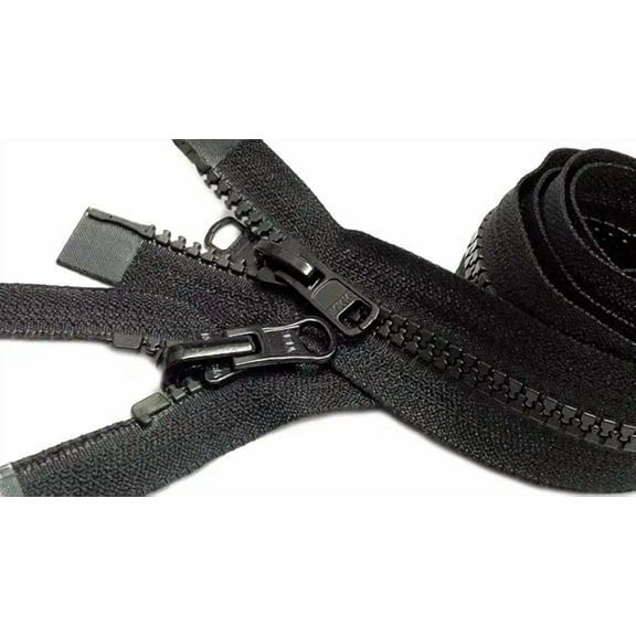 #5 Molded Black Vislon YKK Jacket Reversible 2-Way Separating Zipper - Made in The United States (1 Zipper Per Pack) (33" Inches)