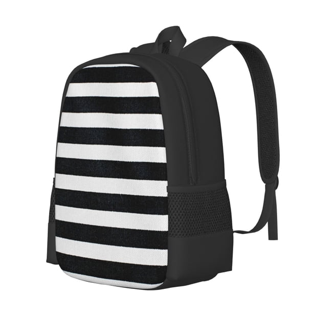 Balery Black And White Stripes Mochila para hombre y mujer - Tela Oxford 600D resistente - Gran capacidad, resistente al agua, ideal para la escuela, viajes y senderismo