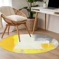 thumbnail image 4 of Yellow Grey Round Area Rug 3.3 FT, Non Slip Small Entryway Kitchen Mat, Abstract Oil Painted Geometric Modern Washable Soft Circular Rug Non-Shedding Door Mat for Bathroom Playroom Kids Room, 4 of 9