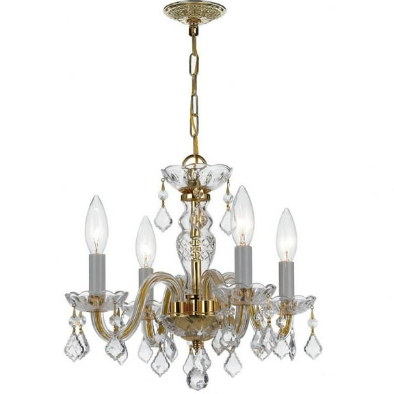 1064-PB-CL-S-Crystorama Lighting-Crystal - Four Light Mini Chandelier in Traditional and Contemporary Style - 15 Inches Wide by 12 Inches
