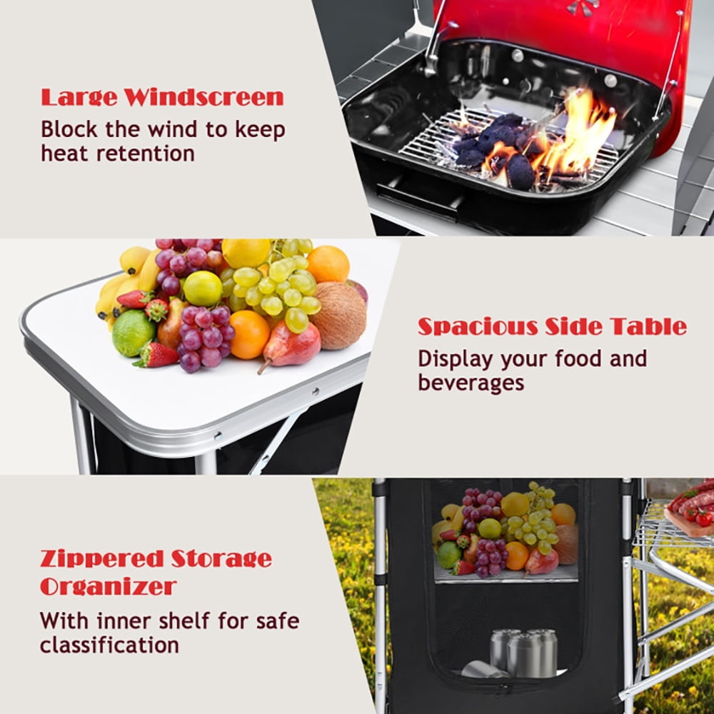 Aimee Lii Folding Camping Table with Storage Organizer, Portable Tables Folding for Outdoor