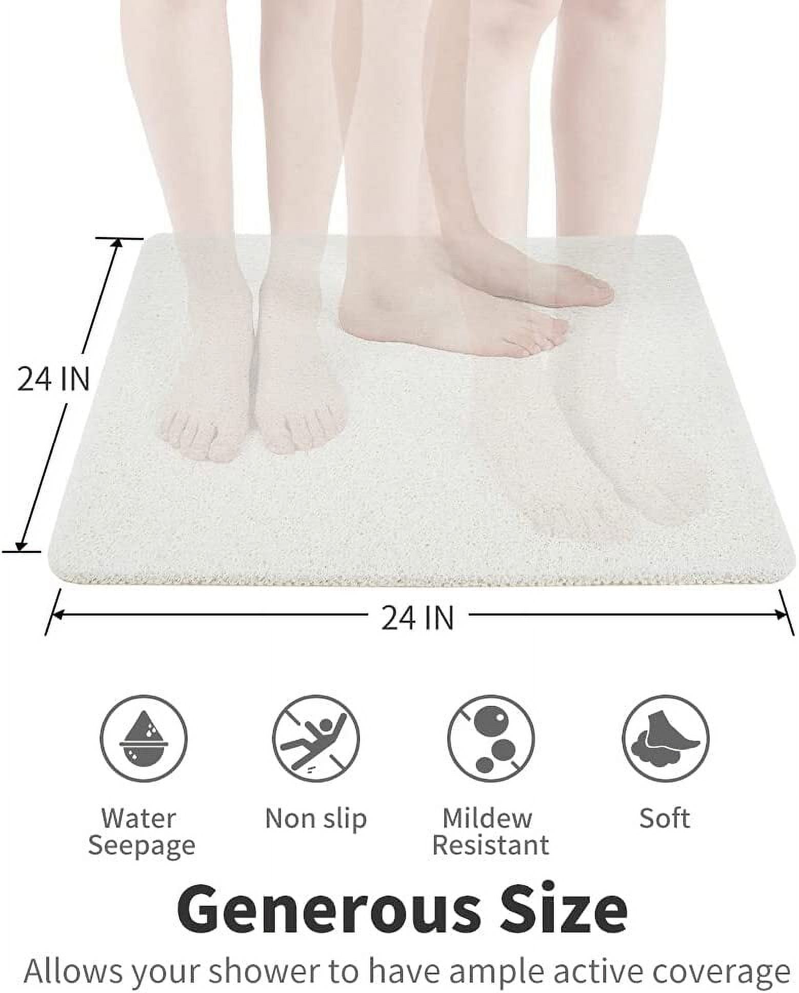 Tripumer Bathtub Mat Non Slip Shower Mats 24x24 inch Soft Textured PVC  Loofah Bath Mats for Wet Areas Quick Drying White