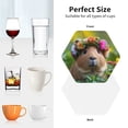 thumbnail image 7 of Bingfone Vintage Flower Crown Guinea Pig Leather Drinks Coasters with Set of 6,Suitable for Home Kitchen,Coffee Cup Coasters Home Gift, 7 of 7