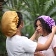 thumbnail image 4 of Double Layer Satin Shower Cap Large Chemotherapy Beauty Perm Cap With Adjustment Buckle for Hair Protective, 4 of 9