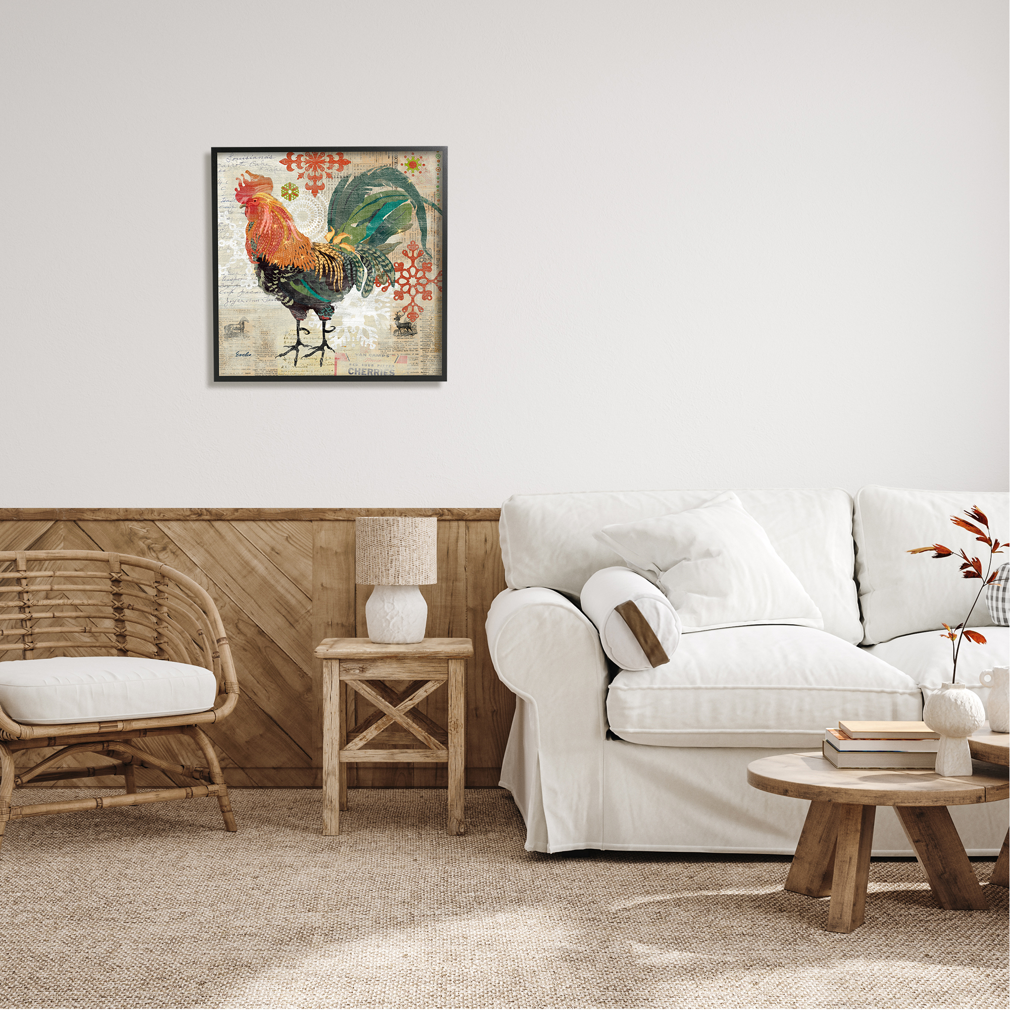 Stupell Kitchen Rooster Farmhouse Collage Animals & Insects Painting Black Framed Art Print Wall Art