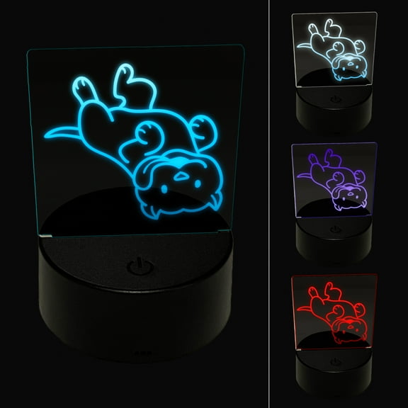 Pit Bull Laying on Back Dog LED Night Light Sign 3D Illusion Desk Nightstand Lamp