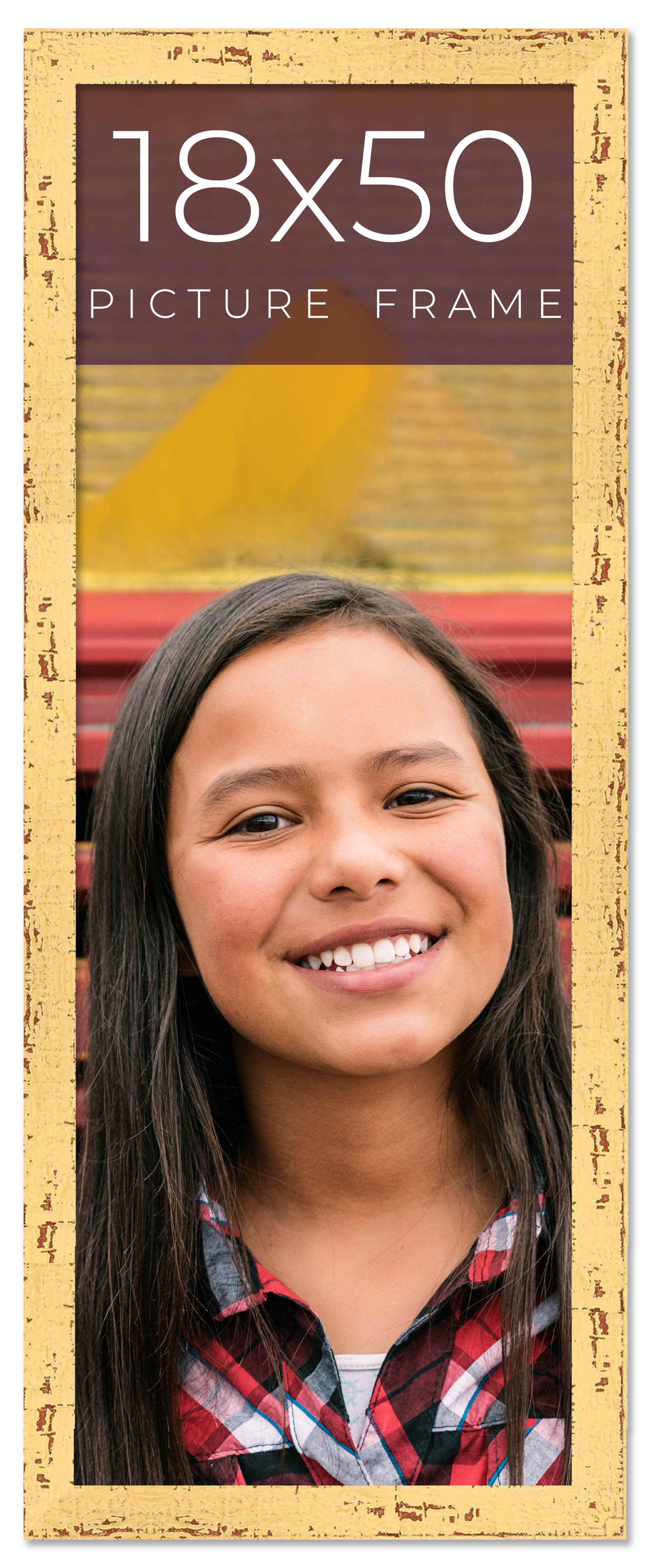 18x50 Frame Yellow Real Wood Picture Frame Width 1.25 inches Interior