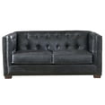 thumbnail image 2 of Crafters and Weavers Tuxedo Contemporary Italian Leather Loveseat in Slate, 2 of 7