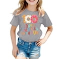 thumbnail image 4 of XAOFW Girl's T-Shirts 100 Days Of School Print Short Sleeve Crewneck T Shirt Back To School Season Loose Fit Tee Shirt Outdoor Activities Stylish Cozy Tops, 4 of 4
