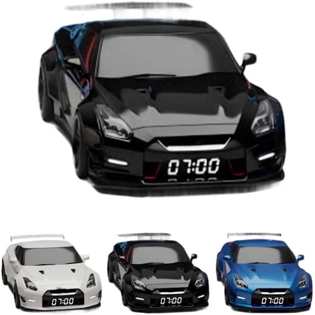 With Time Display Car Alarm Clock, Engine-Light Simulation Modern Sports Car Nightstand Clock Bedroom, and Auto-Enthusiast Decor