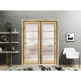 thumbnail image 3 of Sliding Closet Bypass Doors 56 x 84 inches | Quadro 4002 Oak | Sturdy Rails Moldings Trims Hardware Set | Wood Solid Bedroom Wardrobe Doors, 3 of 6