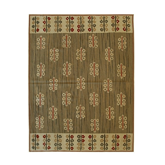 EORC Green Handwoven Wool Contemporary Modern Flat Weave Rug, 6' x 8'-Color:Green,Material:Wool