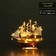 thumbnail image 4 of Modelo de velero de Barco Pirata, decoración de madera pequeña, adornos para pasteles, barco de pesca, decoración de Mesa para el hogar, LED 16-20cm, 4 of 4