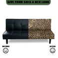 thumbnail image 3 of Xoenoiee Brown Leopard Pattern Stretch Futon Slipcover Armless Futon Bed Cover Furniture Protector Without Armrests with Elastic Bottom for Kids, Soft Jacquard Fabric Armless Futon Cover, 3 of 7