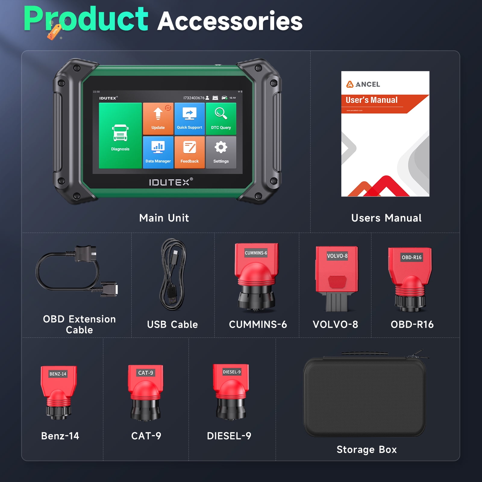 TS710 Heavy Duty Truck Scanner with DPF Regen, Full System OBD2 Scanner Truck Diagnostic Tool, Bi-directional Scan Tool, 42+ Resets Diesel Code Reader for Truck & Commercial Vehicle