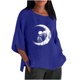 thumbnail image 1 of Nueva camisa de lino con cuello redondo informal de manga tres cuartos con estampado de Halloween Camiseta/camisa de manga corta con cuello redondo Pompotops hfajkhk141254, 1 of 5