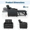 thumbnail image 2 of Sleeper Chair Pull Out Bed, 4 in 1 Convertible Sofa Chair Bed with Vibration Massage Lumbar Pillow, Single Sofa Recliner with USB/Type-C Port, Cup Holders and Side Pocket, Black, 2 of 9