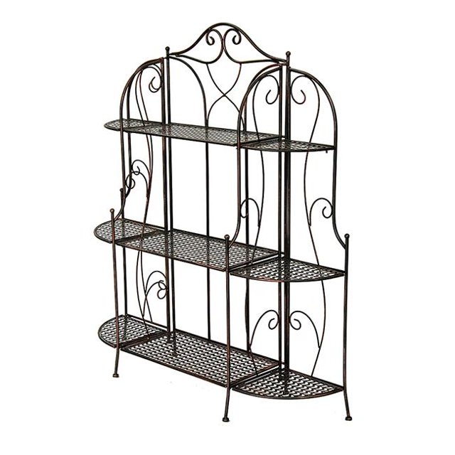 Heather Ann Creations W190938-BCOP 48 in. Alexander 3 Shelf Bakers Rack - Blackened Copper