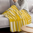 thumbnail image 3 of Yellow Geometric Blanket Soft Cozy Warm Throw Blanket for Couch, Plush Fuzzy Flannel Fleece Blankets for Sofa, Modern Abstract Minimalist Stripe Bed Blankets Lightweight Gifts for Women, 32"x48", 3 of 9