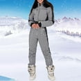 thumbnail image 4 of FEIFLY Womens Winter Ski O-Neck Jumpsuits Outdoor Sports Waterproof Snowsuit Removable Wool Collar Coats O-Neck Jumpsuit Solid Color Stylish Female Outwear, 4 of 9