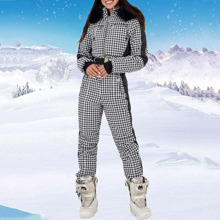 Women Clothes Womens Winter Ski Jumpsuits Outdoor Sports Waterproof  Snowsuit Removable Wool Collar Coat Jumpsuit 
