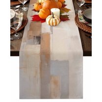 Abstract Orange Table Runner-Cotton Linen- 72 Inch Holiday Dresser Scarves, Contemporary Painting Graffiti Art Color Tablerunner for Kitchen Coffee/Dining Bedroom Living Room Dinner Scarf Décor 14x72